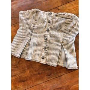 Sz S - Anthropologie Pilco cropped denim corset top